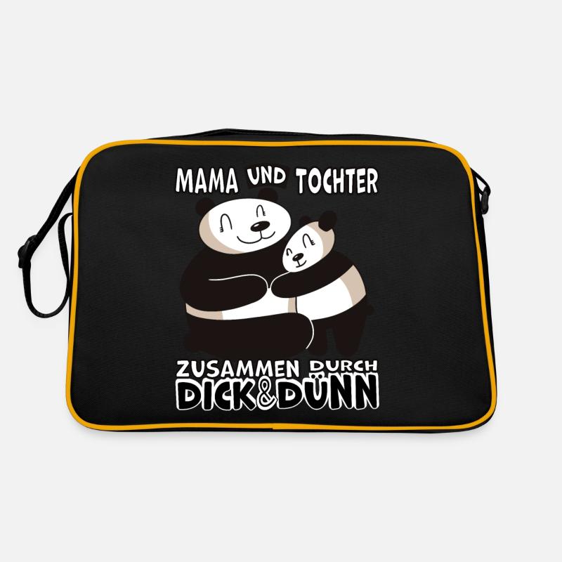 Mama und Tochter durch dick & dünn Panda Retro Tasche