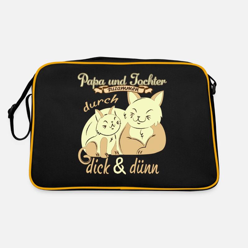 Papa und Tochter durch dick & dünn Katze Retro Tasche