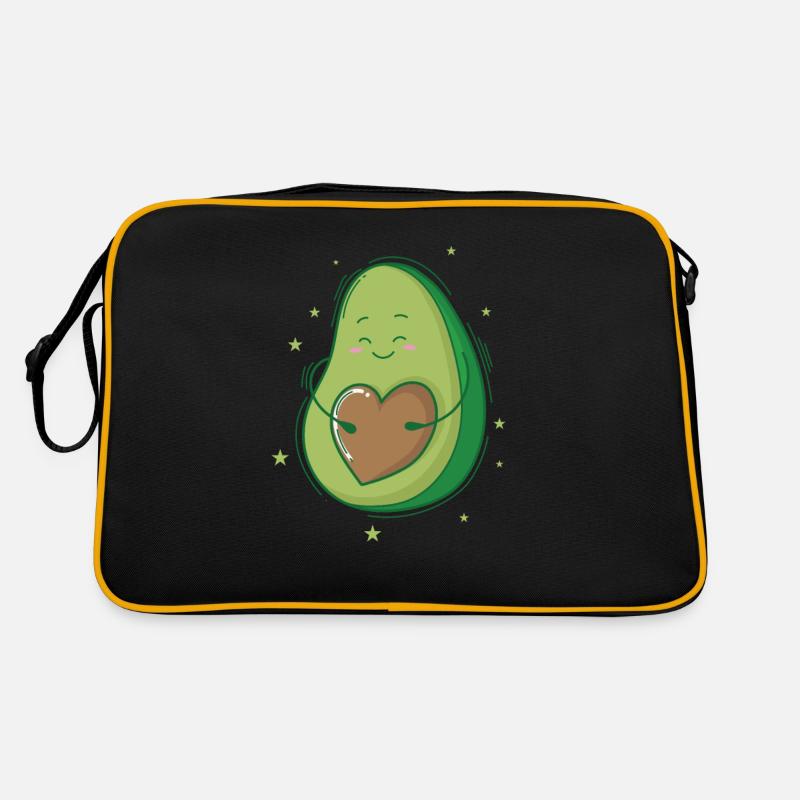 Avocado mit Herz als Kern Retro Tasche
