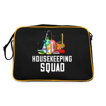 Putzfrau Reinigung Haushälterin Reinigungskraft - Retro Tasche - Schwarz/Gold - Hinten