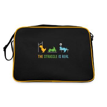 The Struggle Is Real Funny Dinosaur Gym - Sac Retro - noir/or - Dos