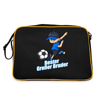 Bester großer Bruder Geschenk Geburt Fußball Junge - Retro Tasche - Schwarz/Gold - Hinten