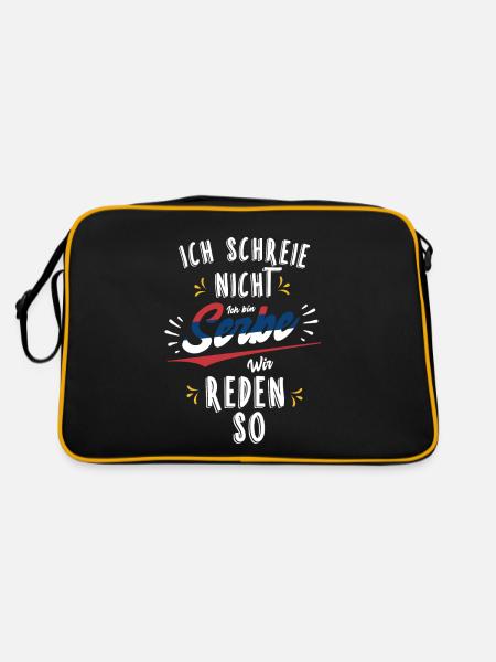 Ich bin Serbe Balkan Srbija - Retro Tasche - Schwarz/Gold - Hinten