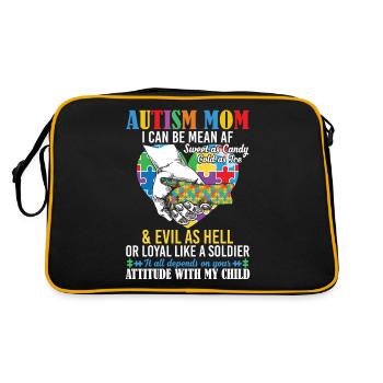Autism Mom Puzzle Pieces Heart Autistic - Sac Retro - noir/or - Dos