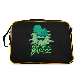 Pflanzenbasierte Badass - Vegan Vegetarisch - Lustig - Retro Tasche - Schwarz/Gold - Hinten
