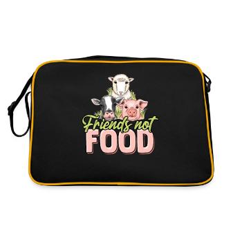 Animals are Friends not Food - Vegan Vegetarian - Retro Bag - black/gold - Back