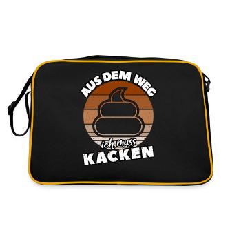 Lustig Kacken Scheißen Toilette Klo Geschenk - Retro Tasche - Schwarz/Gold - Hinten