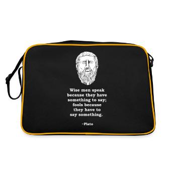Plato Quote Philosophy Gift Antique Philosopher - Retro Bag - black/gold - Back