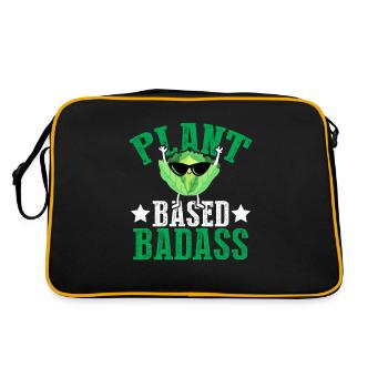 Pflanzenbasierte Badass - Vegan Vegetarisch - Lustig - Retro Tasche - Schwarz/Gold - Hinten