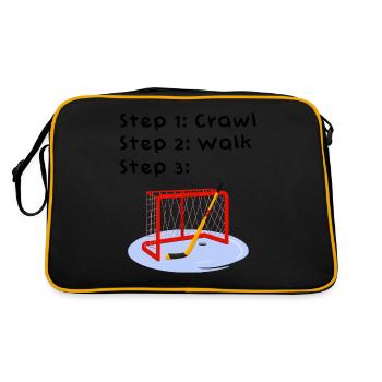 Crawl Walk Hockey Goalie Baby Bodysuit - Retro Bag - black/gold - Back