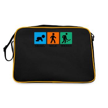 Crawl Walk Hockey Baby Bodysuit Baby Onesie - Retro Bag - black/gold - Back