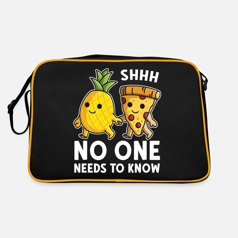Pizza Hawaii Ananas Pizza essen Pizza & Ananas - Retro Tasche - Schwarz/Gold
