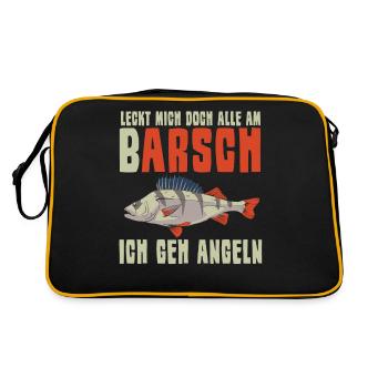 Leak Me at Perk Fishing Angler Fish Fisherman - Retro Bag - black/gold - Back