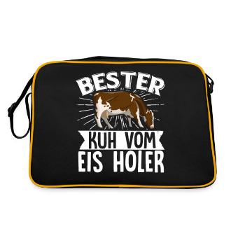 Bester Kuh Vom Eis Holer Witziges Bauer Kühe - Retro Tasche - Schwarz/Gold - Hinten