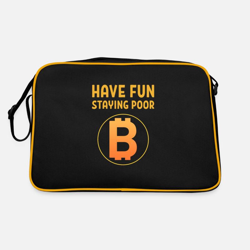 Have Fun Staying Poor Bitcoin Logo Krypto Coin BTC Retro Tasche