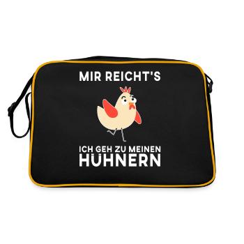 Mir reichts ich geh zu meinem Hühnern - Retro Tasche - Schwarz/Gold - Hinten