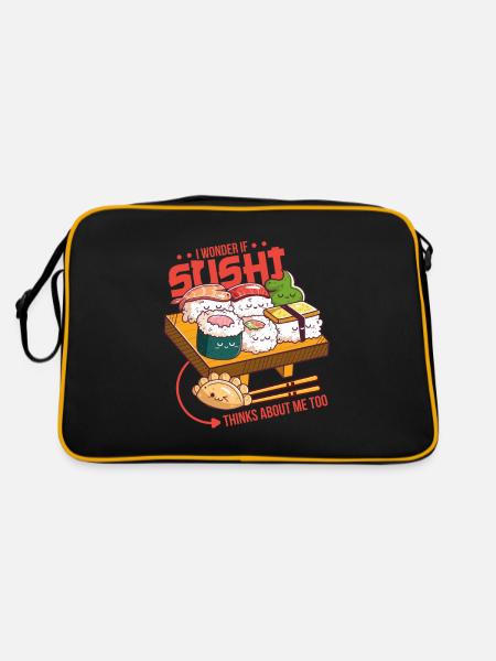 Sushi Anime I Otaku I Japanese Food I Kawaii Sushi - Sac Retro - noir/or - Dos