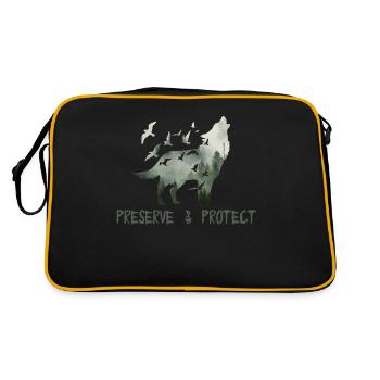 Preserve & Protect Environmental Protection Climate Protection Wolf - Retro Bag - black/gold - Back