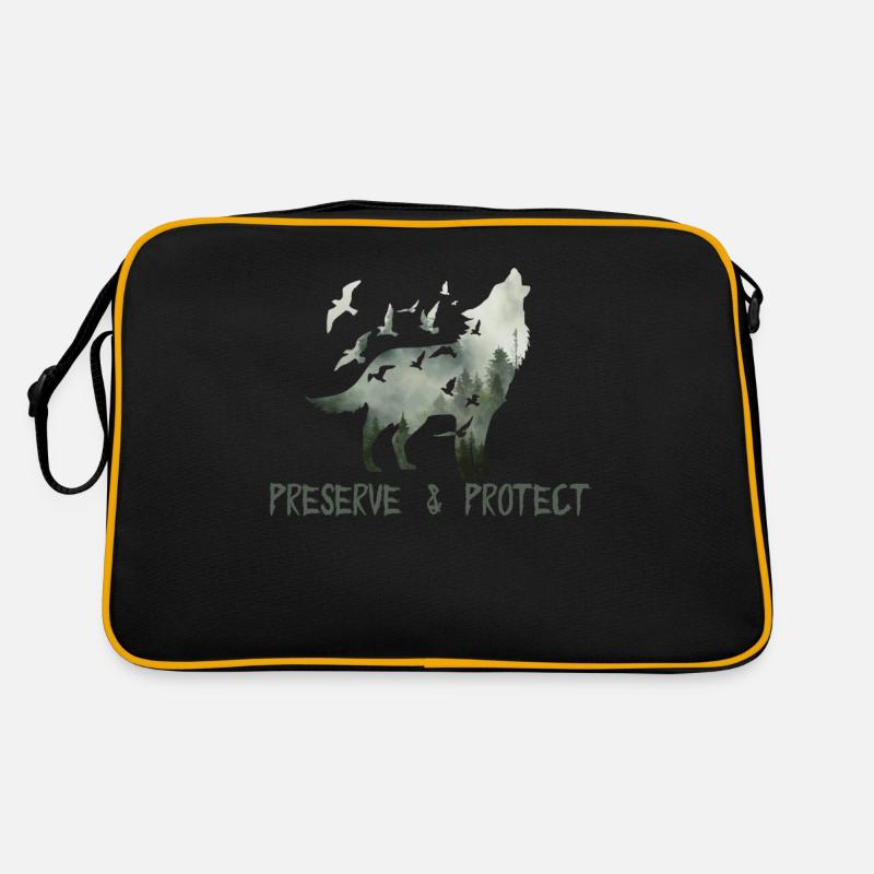 Preserve & Protect Environmental Protection Climate Protection Wolf Retro Bag