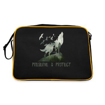 Preserve & Protect Environmental Protection Climate Protection Wolf - Retro Bag - black/gold - Back