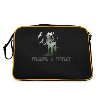 Preserve & Protect Environmental Protection Climate Protection Wolf - Retro Bag - black/gold - Back