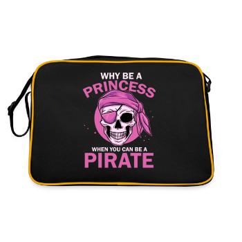 Cheeky pirate saying for strong women - Retro Bag - black/gold - Back