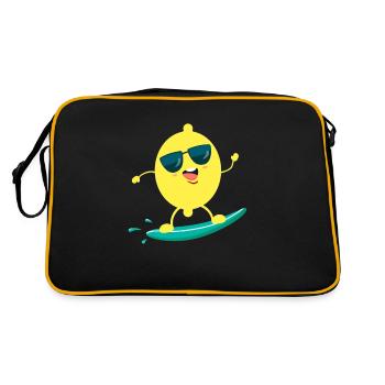 Funny Lemon Surfing Summer Fruit Design - Retro Bag - black/gold - Back