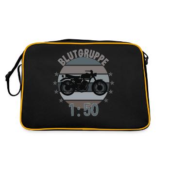 Blutgruppe 1:50 Moped Motorrad DDR Osten Geschenk - Retro Tasche - Schwarz/Gold - Hinten