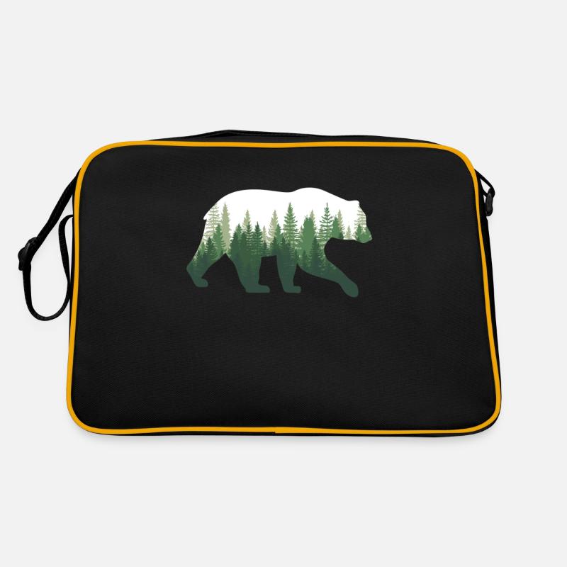 Ours Nature forêt - Sac Retro - noir/or