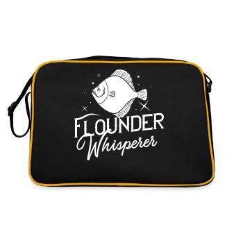 Flunder Fisch Plattfisch Angler Fischer Fischen - Retro Tasche - Schwarz/Gold - Hinten