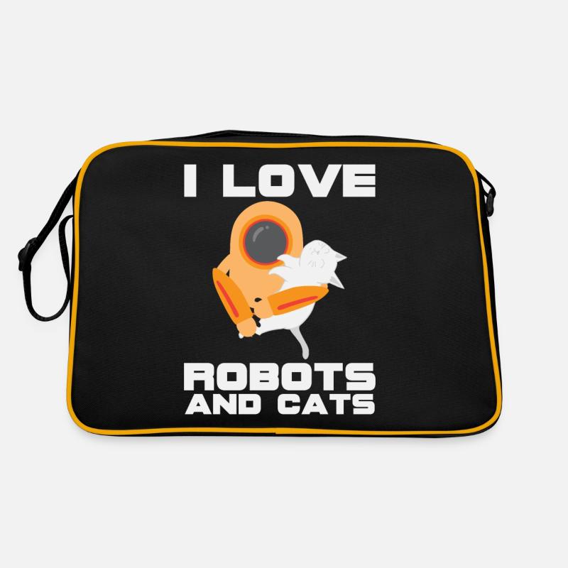 I Love Robots And Cats Pet Owner Robotics Engineer Sac Retro