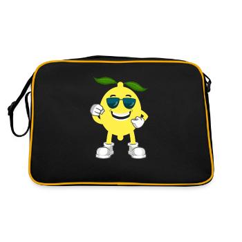 Funny Lemon Summer Fruit Design - Retro Bag - black/gold - Back