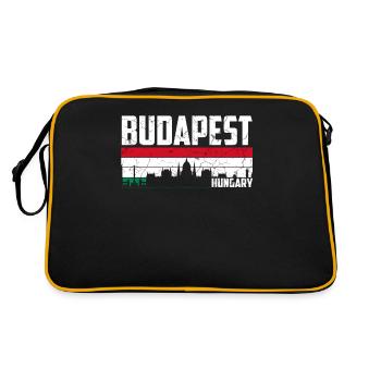 Budapest Skyline Ungarn - Retro Tasche - Schwarz/Gold - Hinten
