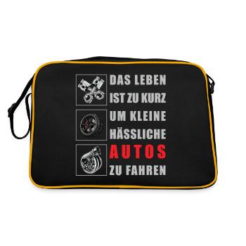 Life is too short to make small ugly cars too - Retro Bag - black/gold - Back