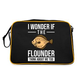 Flunder Fisch Plattfisch Angler Fischer Fischen - Retro Tasche - Schwarz/Gold - Hinten