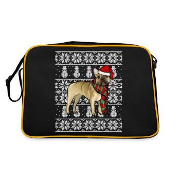 Santa Hat Noël Français Bulldog Ugly Noël - Sac Retro - noir/or - Dos