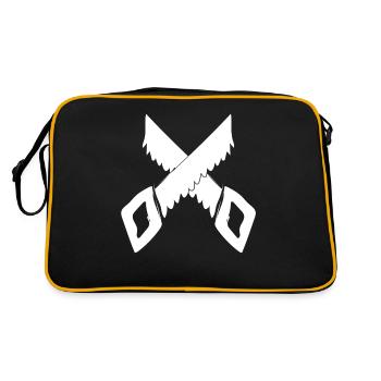 Schreiner Tischler Zimmere Handwerker Säge Sägen - Retro Tasche - Schwarz/Gold - Hinten