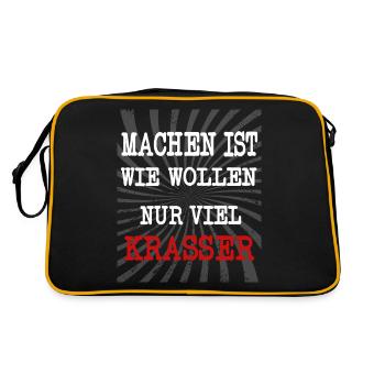 Machen ist wie wollen nur viel krasser! - Retro Tasche - Schwarz/Gold - Hinten