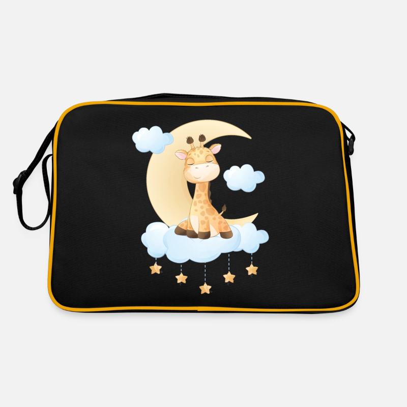 Süßes Giraffen Baby - Retro Tasche - Schwarz/Gold