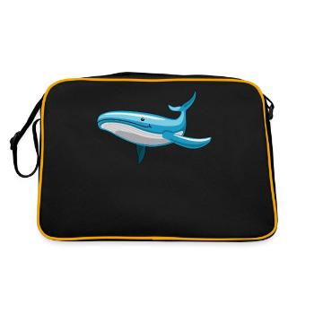 Wal Blauwal Delfin Niedliche Wale Meer Geschenk - Retro Tasche - Schwarz/Gold - Hinten
