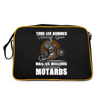 Moto Motard Tous Les Hommes Naissent Ègaux Biker - Retro Tasche - Schwarz/Gold - Hinten