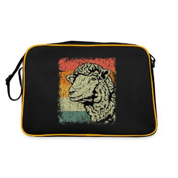 Vintage Schaf Haustier Geschenk - Retro Tasche - Schwarz/Gold - Hinten