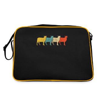 Vintage Retro Pop Art Schaf Haustier - Retro Tasche - Schwarz/Gold - Hinten