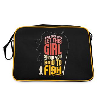 Move Over Boys Funny Girls Fishing Lover - Retro Bag - black/gold - Back