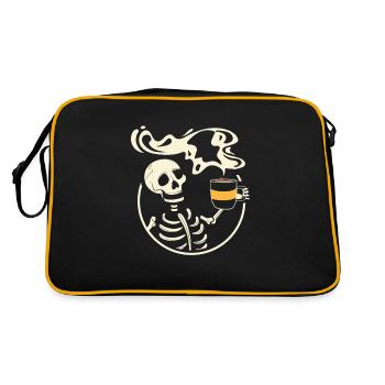 Skeleton Vintage Picture With Smiling Skull - Retro Tasche - Schwarz/Gold - Hinten