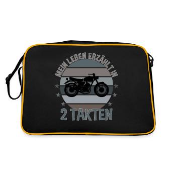 Moped Motorrad Mofa Roller Bike DDR Osten Geschenk - Retro Tasche - Schwarz/Gold - Hinten