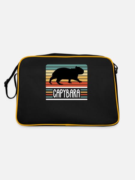 Capybara Capibara Water Pig Lover Rodent - Retro Bag - black/gold - Back