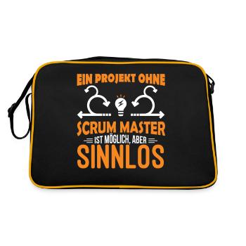 Projekt Agile Scrum Master Geschenk - Retro Tasche - Schwarz/Gold - Hinten