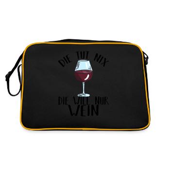 Wein Weintrinker Weinliebhaber Geschenk - Retro Tasche - Schwarz/Gold - Hinten