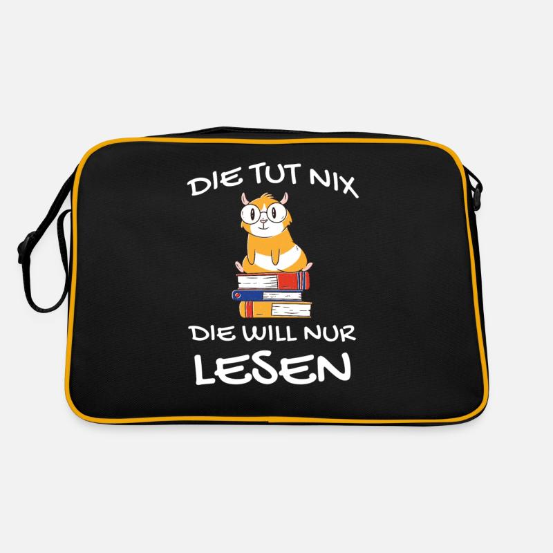 Die tut nix die will nur Bücher lesen Bücherwurm - Retro Tasche - Schwarz/Gold